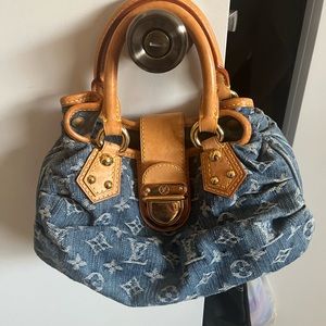 Authentic BLUE MONOGRAM DENIM PLEATY Louis Vuitton